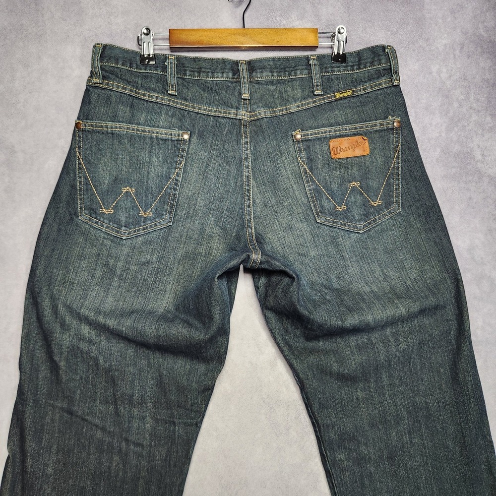 Wrangler‎ Mens Boot Cut Jeans 36x32 Dark Wash Denim Five Pocket